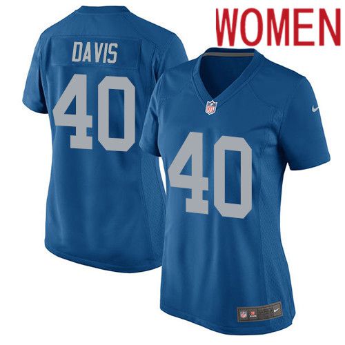 Women Detroit Lions #40 Jarrad Davis Nike Blue Game Alternate Player NFL Jersey->women nfl jersey->Women Jersey